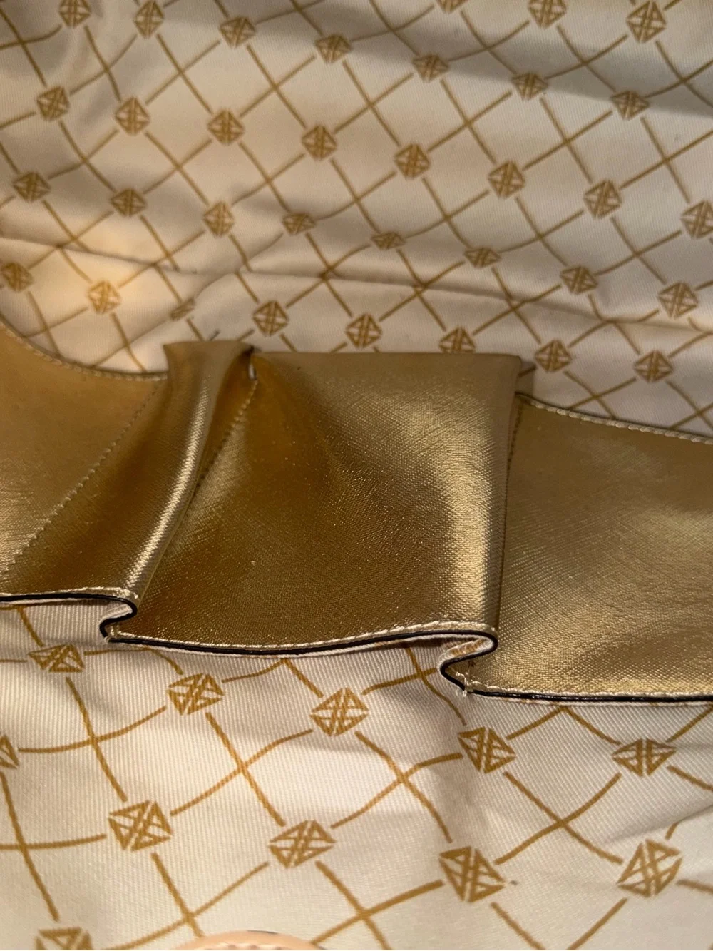 ANTONIO MELANI Metallic Champagne Snake-Texture Leather Tote